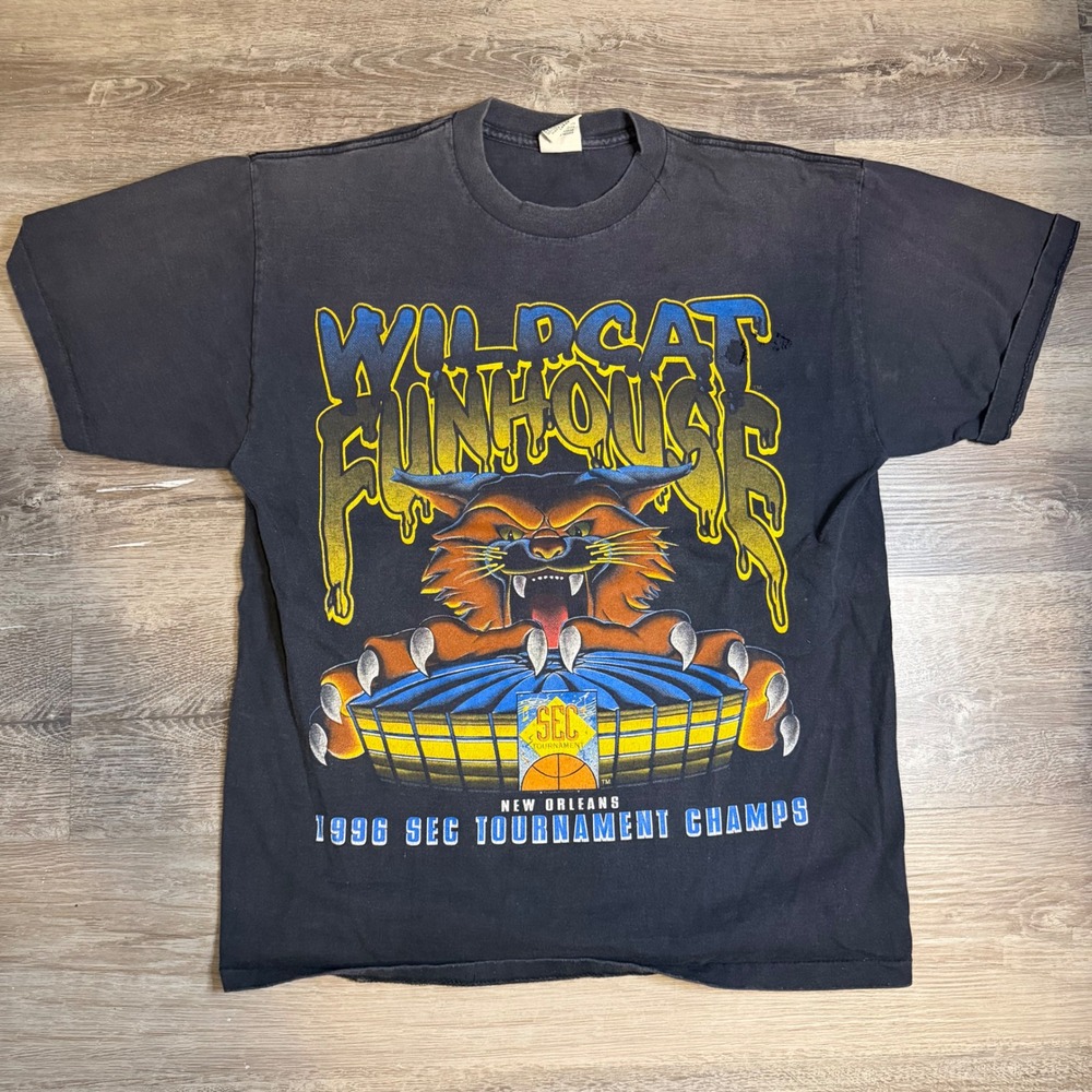 Vintage 1996 Kentucky Wildcats SEC Champs T-Shirt Wildcat Funhouse Large 90s USA